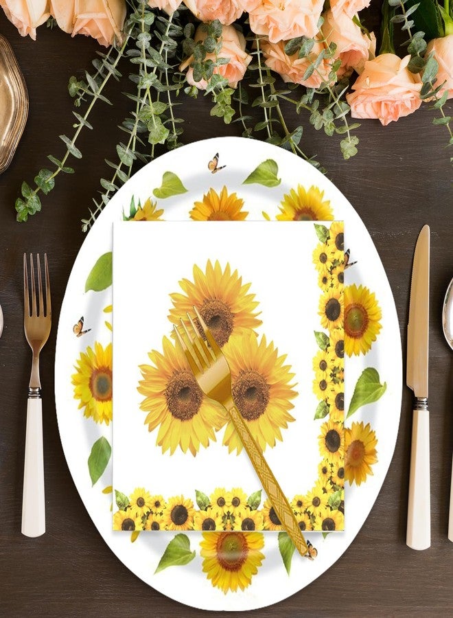 KFJBPB 72 Pcs Sunflower Paper Plates and Napkins Party Supplies , Floral Birthday Party Decorations Disposable Party Plates and Napkins Tableware Set for Summer Fall Wedding Baby Shower Serves 24 (Sunflower) - Image 5