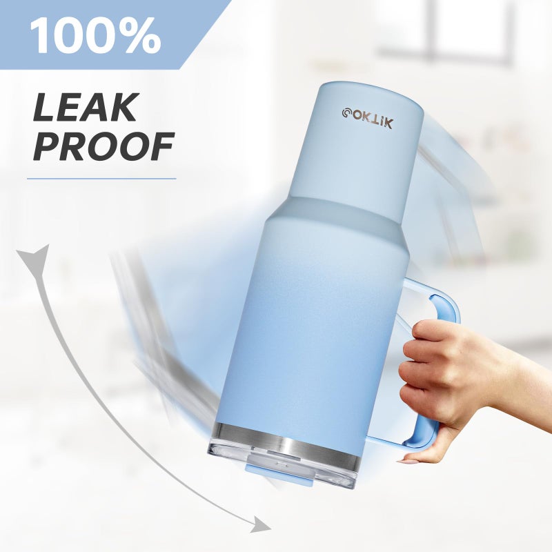 COKTIK 40 oz Tumbler With Handle and Straw Lid  Vacuum Insulated Travel Coffee Mug Stainless Steel Insulated Cup for Beverages  Leak-proof  Cupholder Friendly (Silent Sky) - Image 3