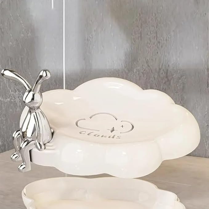 Bindex Cloud Shape Soap Box | for Home/Kitchen/Wash Basin/Sink | Bathroom Soap Bar/Case/Tray | Shower Soap Dish | Plastic Soap Holder/Stand/Container | Kitchen Decor Accessories - Image 1