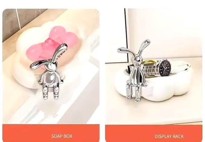 Bindex Cloud Shape Soap Box | for Home/Kitchen/Wash Basin/Sink | Bathroom Soap Bar/Case/Tray | Shower Soap Dish | Plastic Soap Holder/Stand/Container | Kitchen Decor Accessories - Image 2