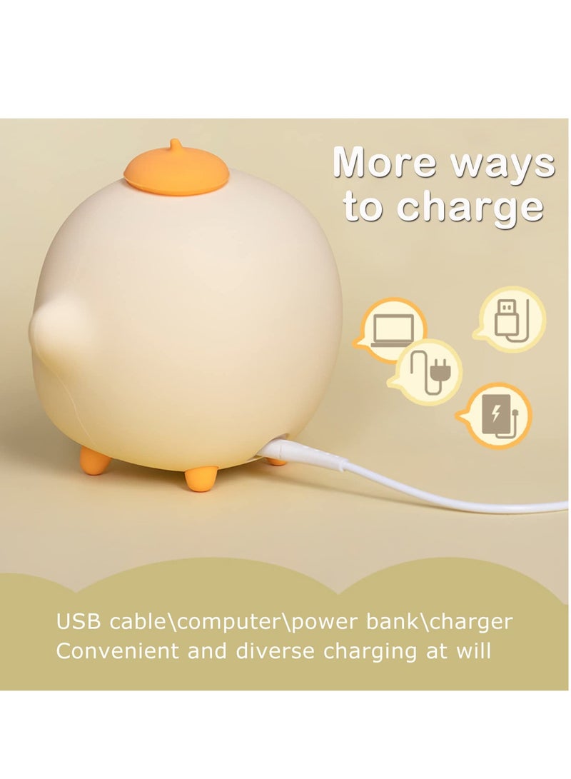 SYOSI lovely Alarm Clock Kid's Fun Duck Wake Up Alarm Clock Silicone Rechargeable Portable Lamp Night Light for Kids' Bedroom Decoration Birthday Gift Yellow - Image 5