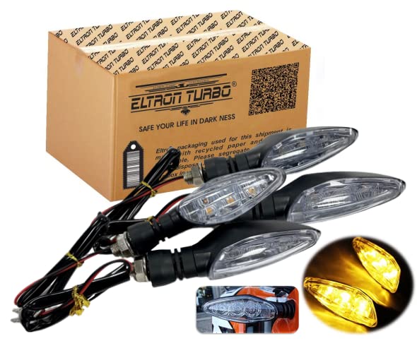 ELTRON TURBO Original Waterproof Unbreakable KTM Style Indicators SMD High Bright Universal for All Bikes Models Turn Signal Lights Motorcycle (Amber) (Pack of 4) | LED - Image 1