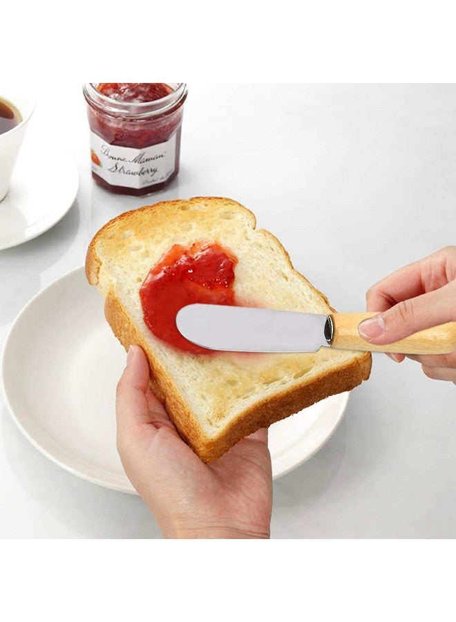 ACKLLR 5 Pack Stainless Steel Straight Edge Wide Butter Spreader With Wood Handle Deluxe Sandwich Cream Cheese Condiment Spreader Set Kitchen Tools, 4 Inches - Image 4
