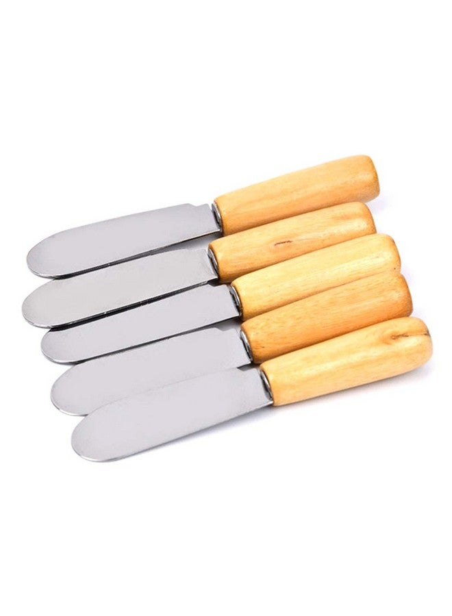 ACKLLR 5 Pack Stainless Steel Straight Edge Wide Butter Spreader With Wood Handle Deluxe Sandwich Cream Cheese Condiment Spreader Set Kitchen Tools, 4 Inches - Image 3