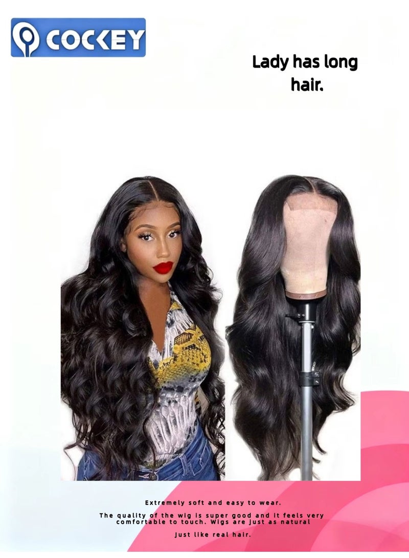 COCKEY European and American fashion wig with lace in the middle and large waves 26 inch - Image 1