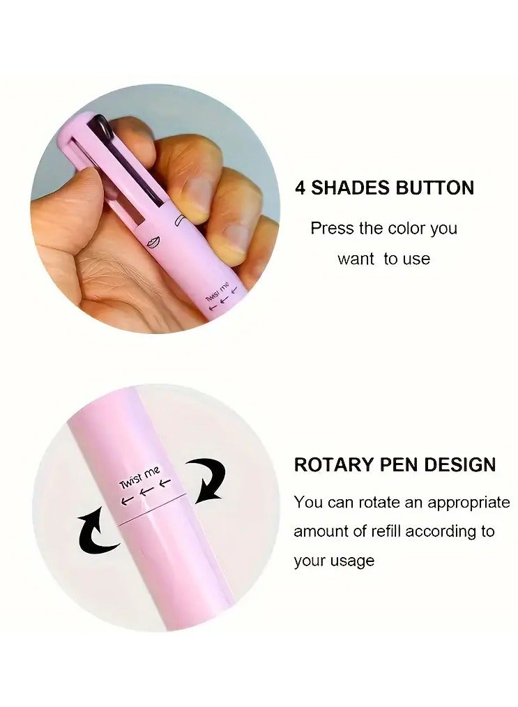 DubaiGallery Four-in-one Lip Liner Pen Four-color Lip Liner Highlighter Eyeliner Eyebrow Pen Multi-functional Matte Lipstick Makeup - Image 3