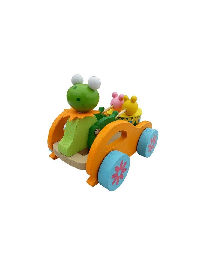 neotea لعبة سحب موسيقية خشبية نيوتيا ضفدع لطيف يعزف على الطبول مع حبل متصل | للأطفال من 12 شهرًا وما فوق | للأطفال الصغار | ألعاب الرضع ورياض الأطفال | تشجيع المشي المبكر مجموعة متعددة الألوان من 1 - Image 3