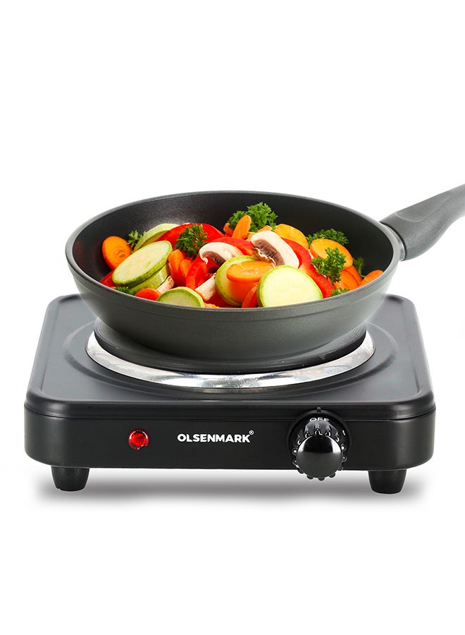 Olsenmark Electric Single Hot Plate with Adjustable Thermostat, Overheat Protection, Indicator Light,  Compact & Efficient and Ideal for Boiling, Sautéing, Frying & Cooking OMHP2033Y Black - Image 1