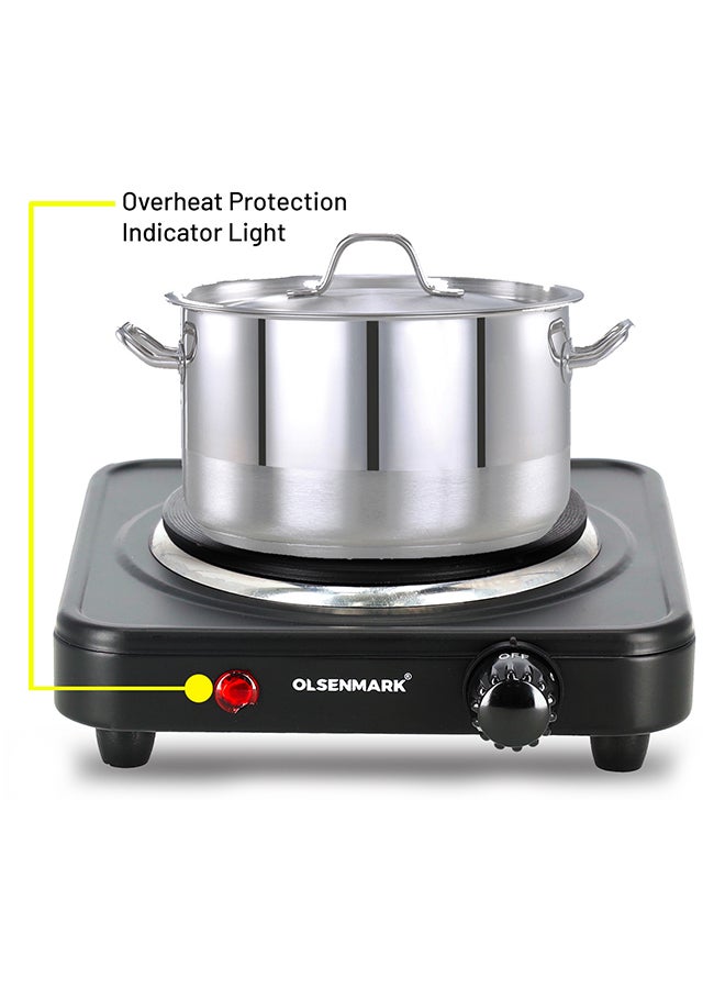 Olsenmark Electric Single Hot Plate with Adjustable Thermostat, Overheat Protection, Indicator Light,  Compact & Efficient and Ideal for Boiling, Sautéing, Frying & Cooking OMHP2033Y Black - Image 4
