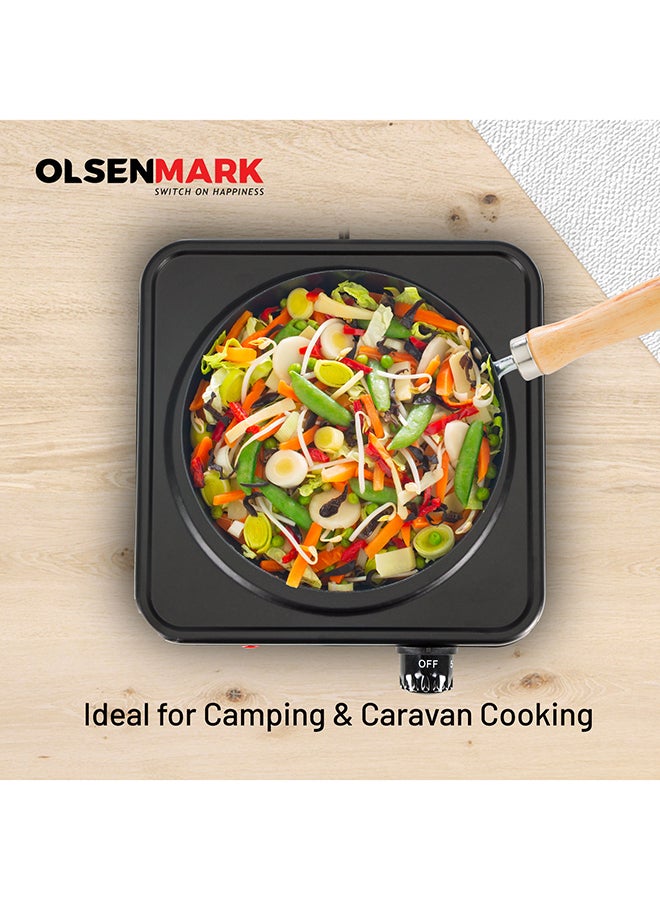 Olsenmark Electric Single Hot Plate with Adjustable Thermostat, Overheat Protection, Indicator Light,  Compact & Efficient and Ideal for Boiling, Sautéing, Frying & Cooking OMHP2033Y Black - Image 3
