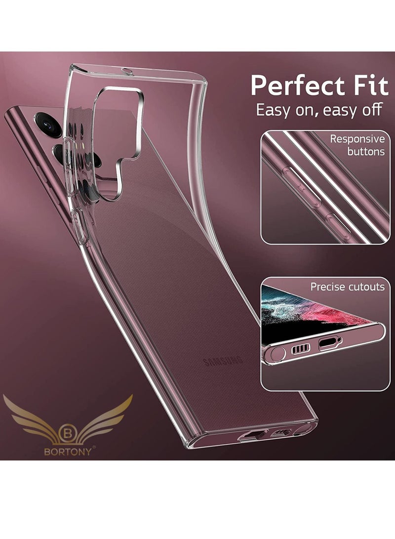 BORTONY Silicone Soft Thin Crystal Protective Case Cover With Corner Bumpers For Samsung Galaxy S22 Ultra - Image 5