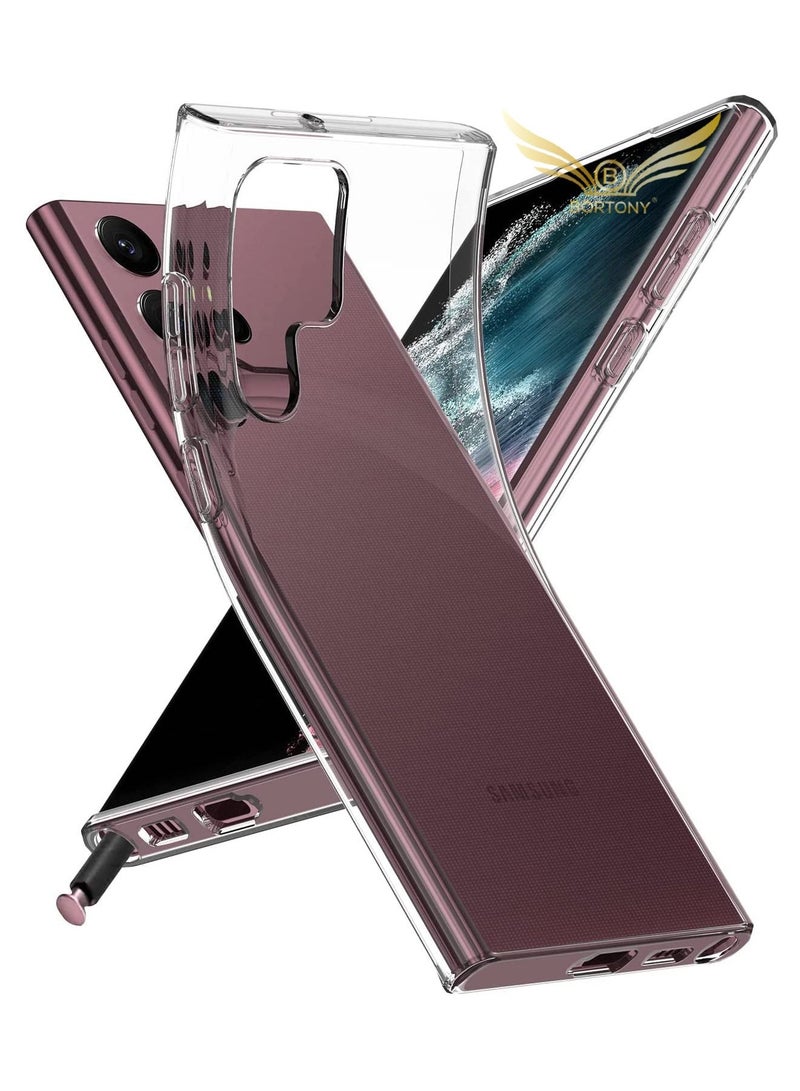 BORTONY Silicone Soft Thin Crystal Protective Case Cover With Corner Bumpers For Samsung Galaxy S22 Ultra - Image 1