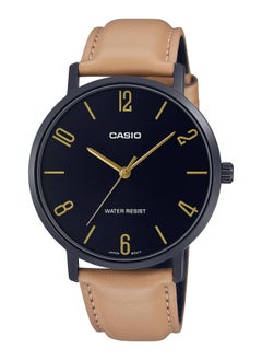 Casio Men's Water Resistant Analog Quartz Leather Strap Watch - MTP-VT01BL-1BUDF - 40mm