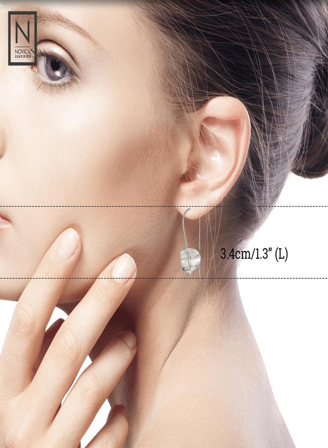 نوفيكا أقراط متدلية من الفضة الإسترلينية مصنوعة يدويًا من نوفيكا | مجوهرات عصرية مصنوعة يدويًا | سلك خطاف فرنسي طويل | مجوهرات مضادة للحساسية | منتج متدلي من مصادر التجارة العادلة | إندونيسيا 1.3 بوصة طول × 0.8 بوصة عرض × 0.2 بوصة عمق - Image 4