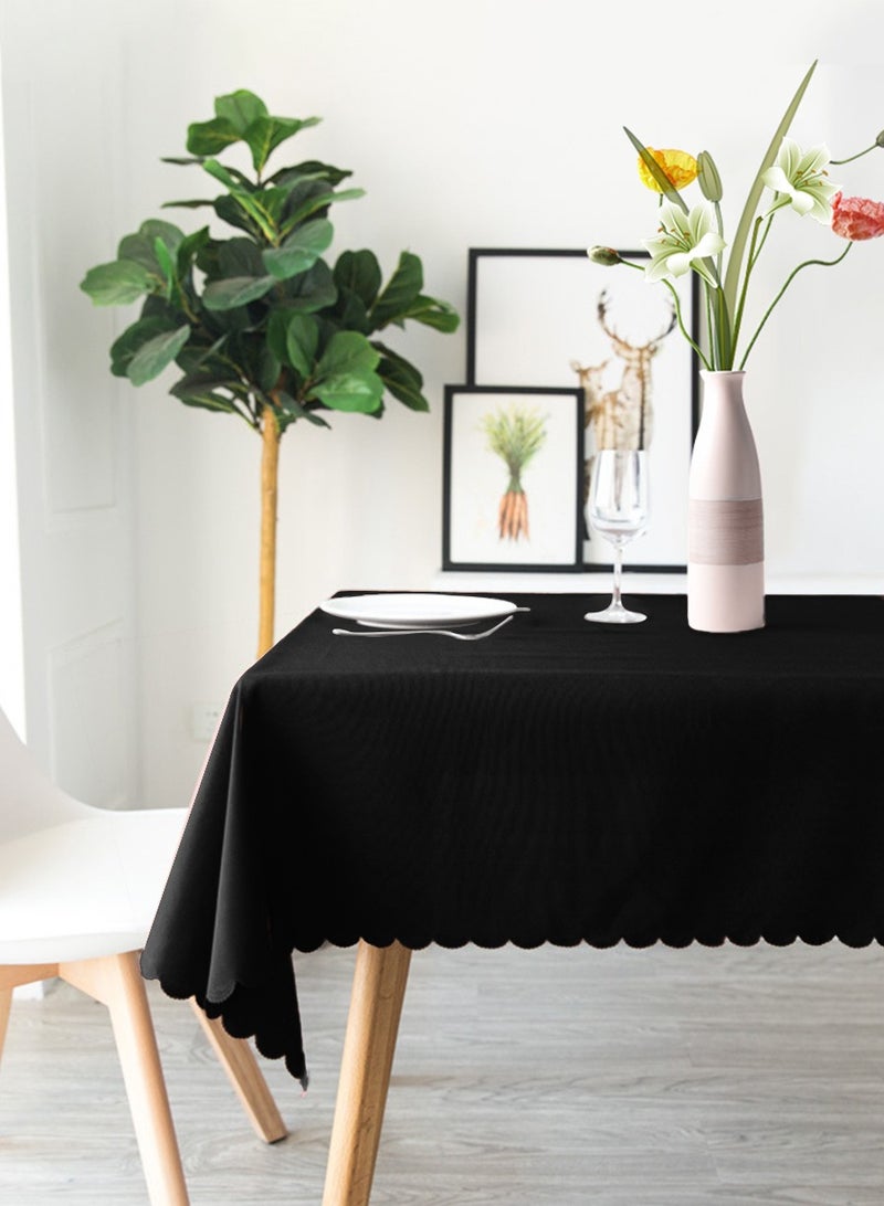 Rectangle Table Cloth – Washable Water Resistance Microfiber Tablecloth Decorative Table Cover for Banquet Party Kitchen Dining Room Black - Image 1