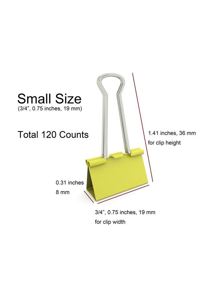nctinystore Binder Clips Small Metal Clamp 3 4 In (0.75 Inch)(Small Yellow 120 Count) - Image 3