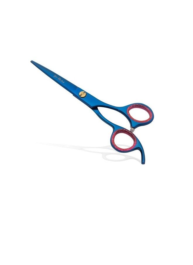 Ikas Barber Scissors Japanese Stainless steel 6.5" for hairstylist, haircutting, pet grooming durable life time (blue) 