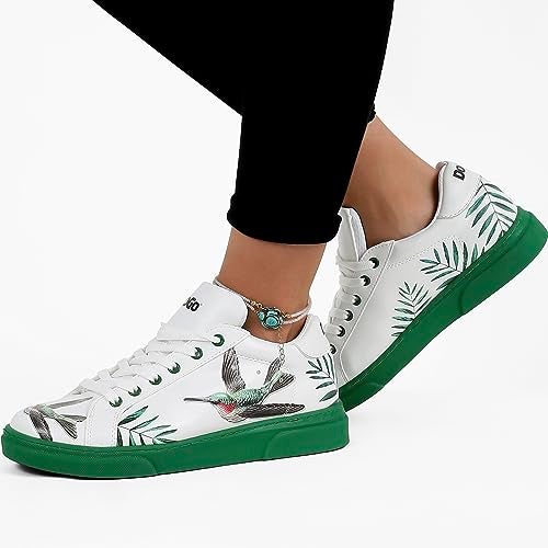 DOGO White Sneakers for Women Handmade Womens Fashion Sneakers Vegan Leather and Unique Design Comfortable Shoes for Women Ace Sneakers Soar The Sky Design Size 55 - Image 3