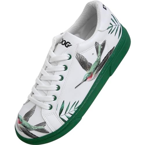DOGO White Sneakers for Women Handmade Womens Fashion Sneakers Vegan Leather and Unique Design Comfortable Shoes for Women Ace Sneakers Soar The Sky Design Size 55 - Image 1