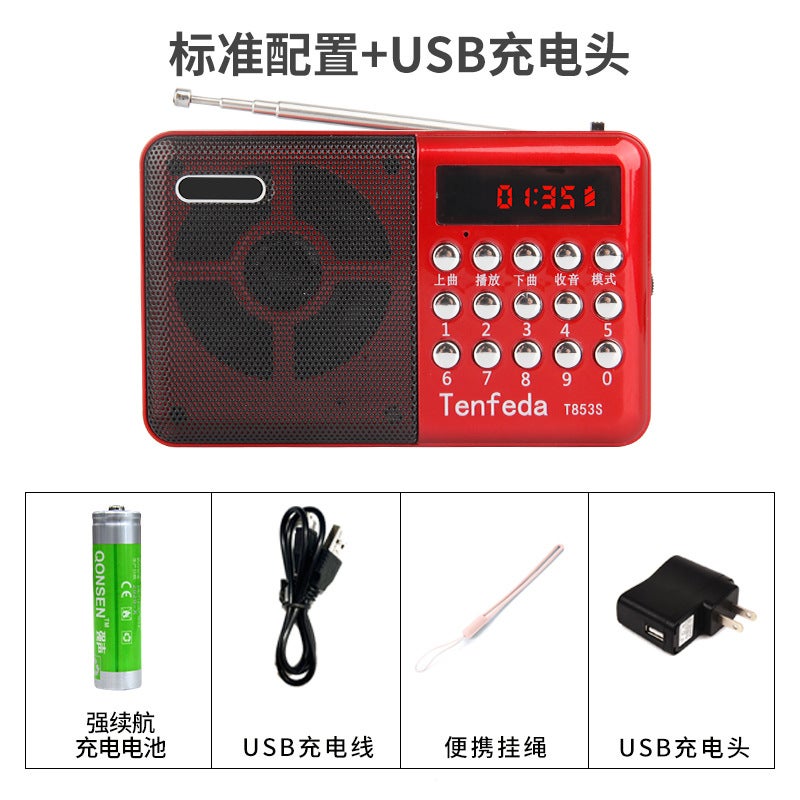 راديو FM تلقائي صغير محمول شاحن لاعب بطاقة محمول متعدد الوظائف آلة الاستماع - Image 1