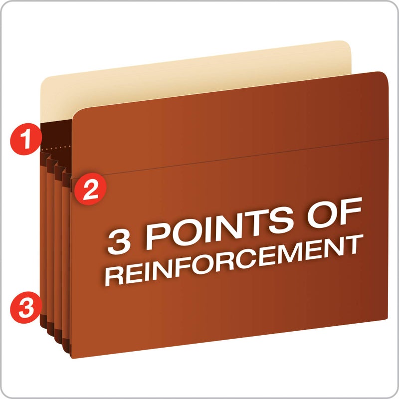 TOPS Pendaflex Expanding Accordion File Pockets, Extra Durable, Expands 3.5", Legal Size, Reinforced with Dupont Tyvek Material, 10/Box (15423), Brown - Image 3