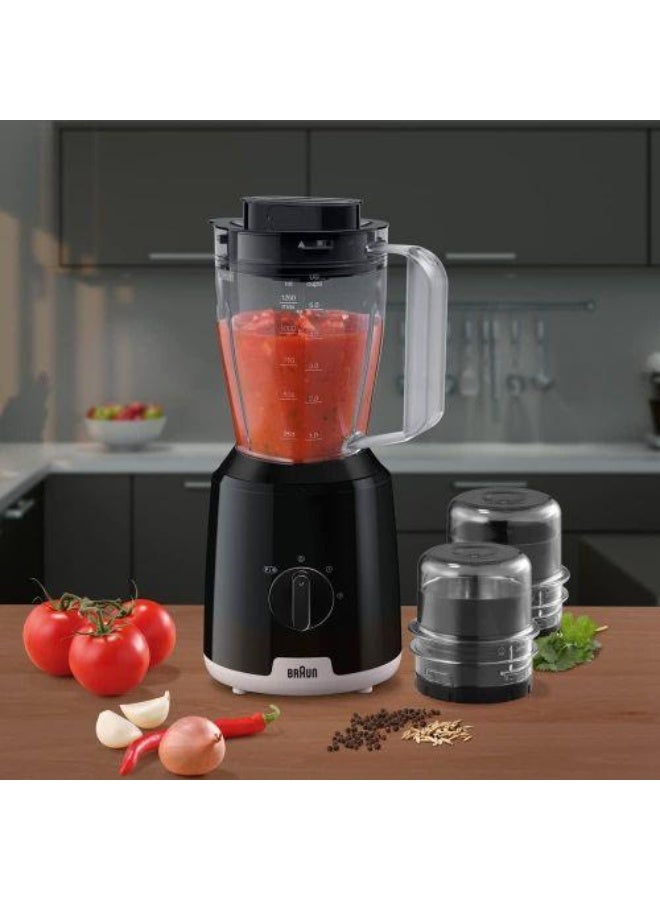 براون Braun PowerBlend 1 Jug Blender JB 1023 BK, 600 Watts, 1.2L Capacity With Chopper And Grinder Included - Black 600 W JB-1023 black - Image 4