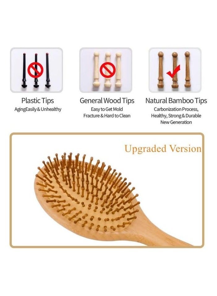 Wooden Hair Brush Set (2pcs) - Bamboo Bristle Brush & Comb for Healthy Hair - Men, Women, Children - All Hair Types - Image 3