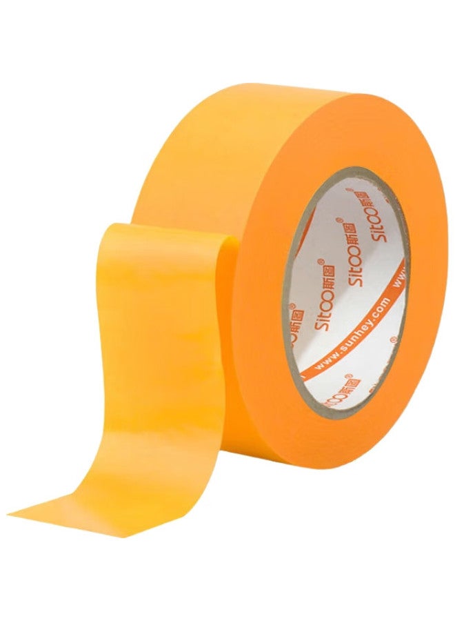 Sitoo Seamless Masking Tape, Masking Film, And Paper Tape For Grouting, Color Separation, Painting, Renovation, Spray Painting, Wall Painting, No Residue, Heat-Resistant, Dust-Proof, Yellow, 50Mm*50M, 2 Rolls - Image 1