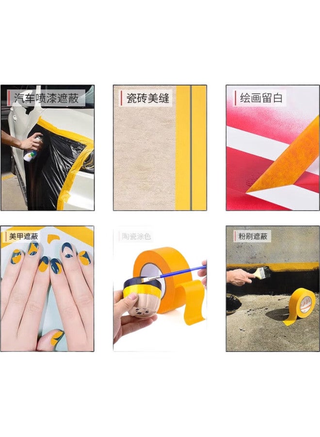 Sitoo Seamless Masking Tape, Masking Film, And Paper Tape For Grouting, Color Separation, Painting, Renovation, Spray Painting, Wall Painting, No Residue, Heat-Resistant, Dust-Proof, Yellow, 50Mm*50M, 2 Rolls - Image 3