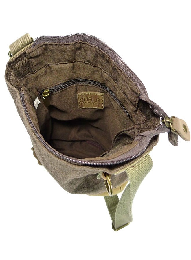 CHALA Patch Cross-Body Women Handbag, Canvas Messenger Bag - Paw Print Dark Brown - Image 5