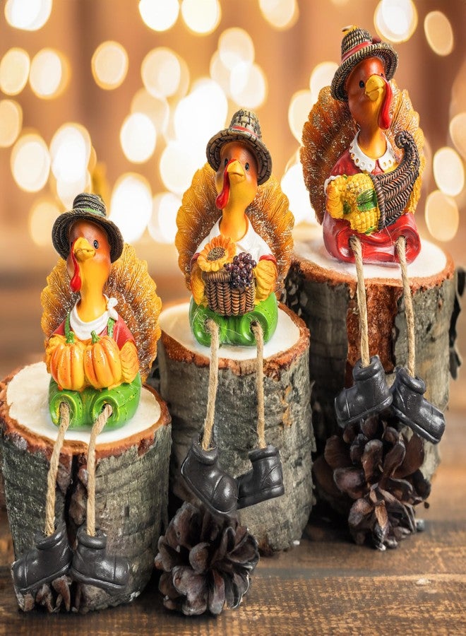 NEROSUN Thanksgiving Tabletop Decor, 3 Pack Resin Turkey Figurines Fall Decor for Autumn Indoor Home Desk Shelf Decorations - Image 2