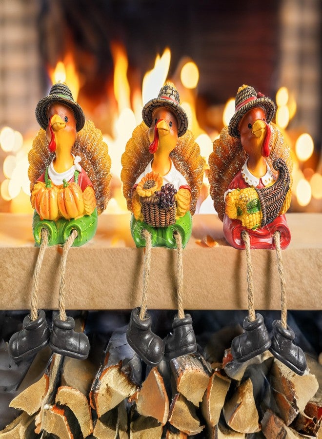 NEROSUN Thanksgiving Tabletop Decor, 3 Pack Resin Turkey Figurines Fall Decor for Autumn Indoor Home Desk Shelf Decorations - Image 4