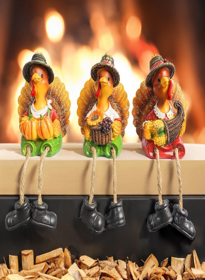 NEROSUN Thanksgiving Tabletop Decor, 3 Pack Resin Turkey Figurines Fall Decor for Autumn Indoor Home Desk Shelf Decorations - Image 1