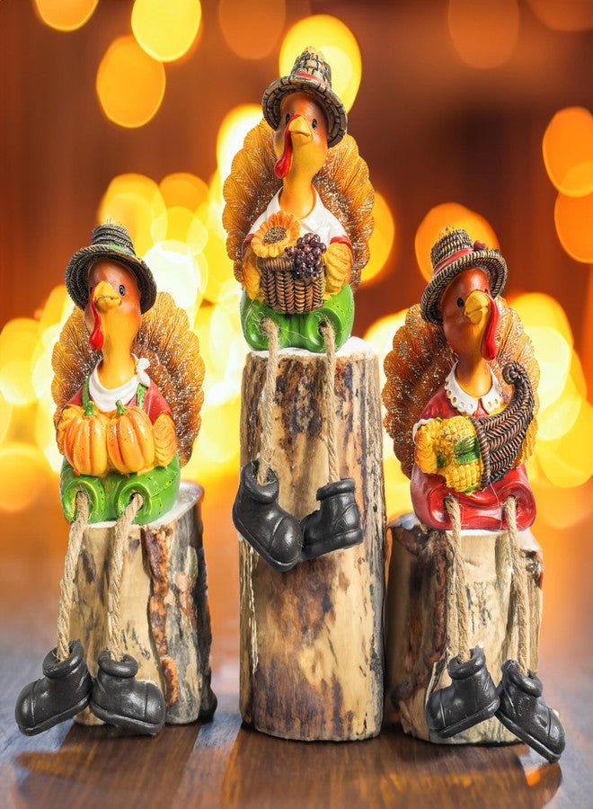 NEROSUN Thanksgiving Tabletop Decor, 3 Pack Resin Turkey Figurines Fall Decor for Autumn Indoor Home Desk Shelf Decorations - Image 5