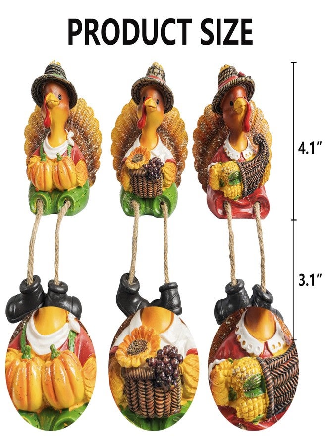 NEROSUN Thanksgiving Tabletop Decor, 3 Pack Resin Turkey Figurines Fall Decor for Autumn Indoor Home Desk Shelf Decorations - Image 3