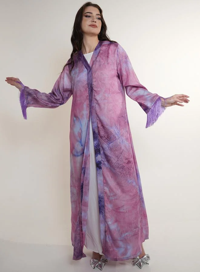 Elena by DStyle Elena by DStyle Tie and Dye Abaya with Tassel Cuff