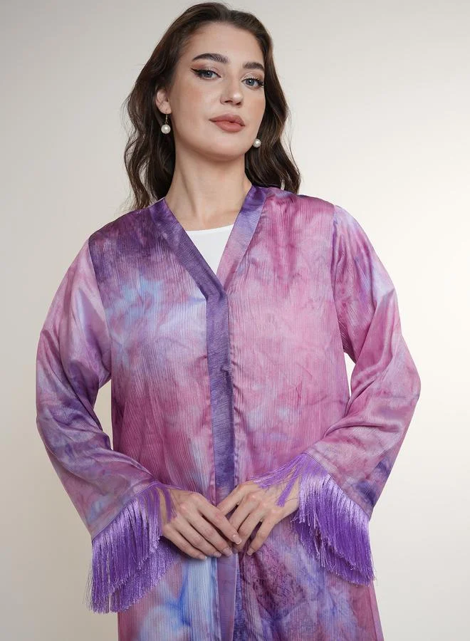 Elena by DStyle Elena by DStyle Tie and Dye Abaya with Tassel Cuff