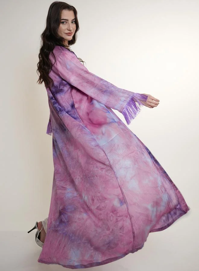 Elena by DStyle Elena by DStyle Tie and Dye Abaya with Tassel Cuff