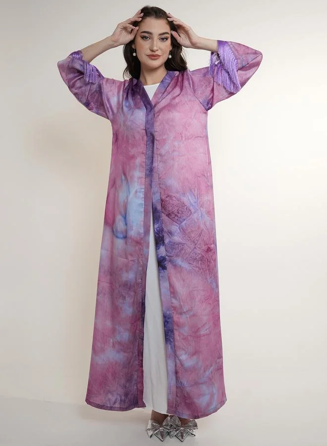 Elena by DStyle Elena by DStyle Tie and Dye Abaya with Tassel Cuff