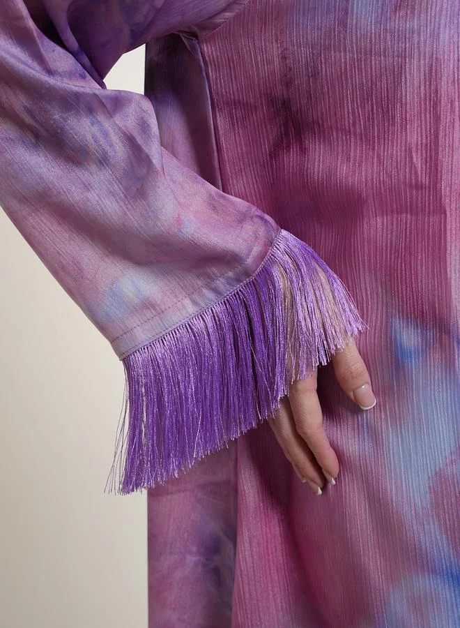 Elena by DStyle Elena by DStyle Tie and Dye Abaya with Tassel Cuff