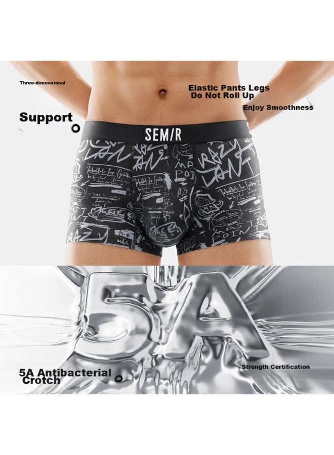 SEMIR Semir Men's Underwear, Pure Cotton, 7a Antibacterial, Seamless, Breathable, Trendy Boxer Briefs, Flat-angle Shorts, Crazy World, Xxl  - Image 1