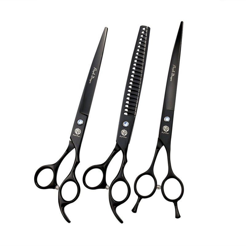 Purple Dragon 80 inch Professional Dog Grooming Hair Cutting Scissor Curved ScissorChunker Shear Kit with Bag for Pet Groomer or Family DIY Pet Use - Image 2