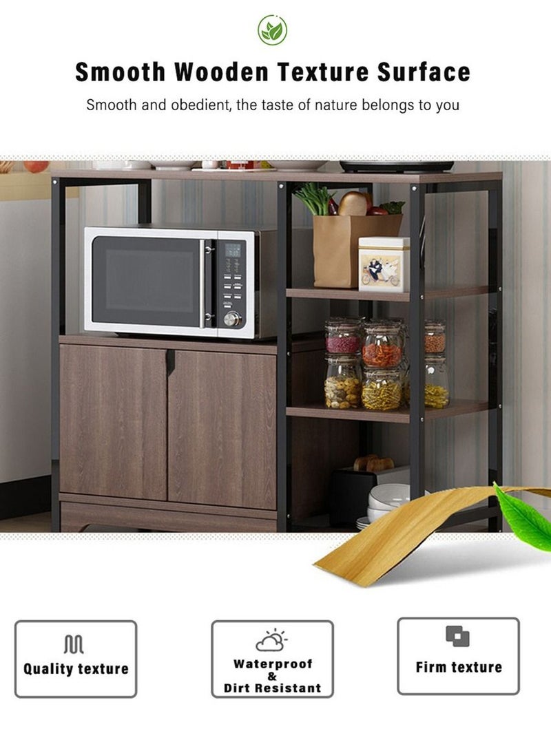 Generic 3-Tier Kitchen Rack with Storage Cabinet Multi Function Microwave Oven Stand Spice Holder Save Space Organizer Shelf for Utensils Vegetable Fruit - Image 4
