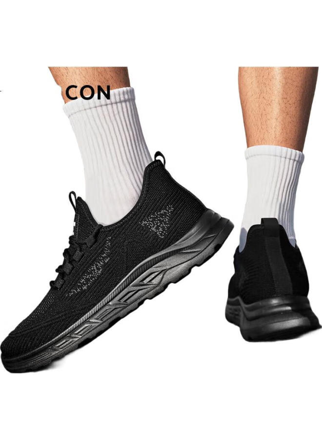 YEARCON Men'S Sports Casual Outdoor Dad Walking Shoes Coconut Shoes Flying Woven Shoes 96564W Black Size 41 - Image 1