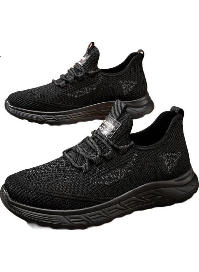 YEARCON Men'S Sports Casual Outdoor Dad Walking Shoes Coconut Shoes Flying Woven Shoes 96564W Black Size 41 - Image 3