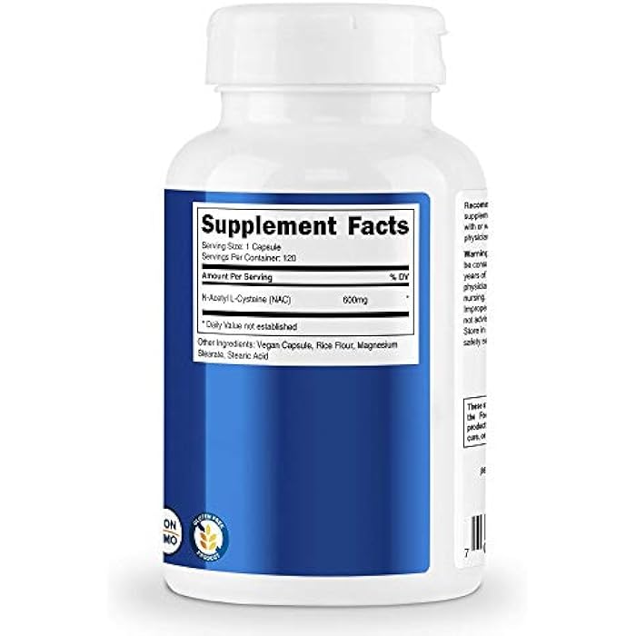 Nutricost N-Acetyl L-Cysteine (NAC) 600mg, 120 Vegetarian Capsules - Non-GMO, Gluten Free, Vegetarian Caps - Image 3