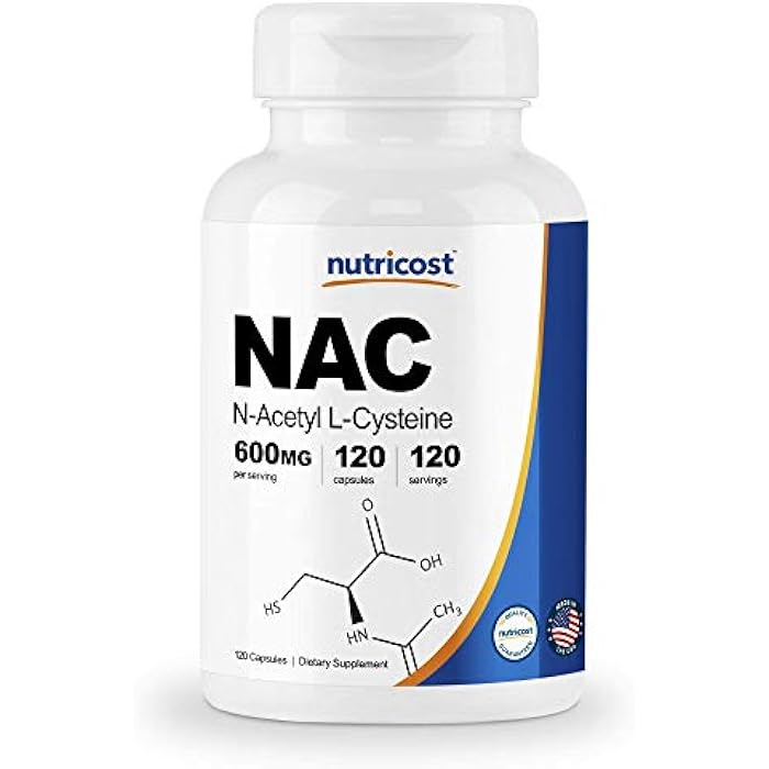 Nutricost N-Acetyl L-Cysteine (NAC) 600mg, 120 Vegetarian Capsules - Non-GMO, Gluten Free, Vegetarian Caps - Image 1