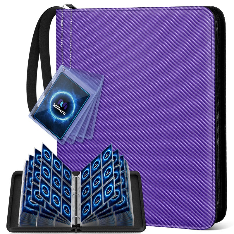 Mlikero Trading Card Binder, 9 Pocket Card Binder with Card Display Design, 720 Double Sided Pocket Collection Binder, Card Albums for MTG, TCG, and Sports Cards(Purple) - Image 1