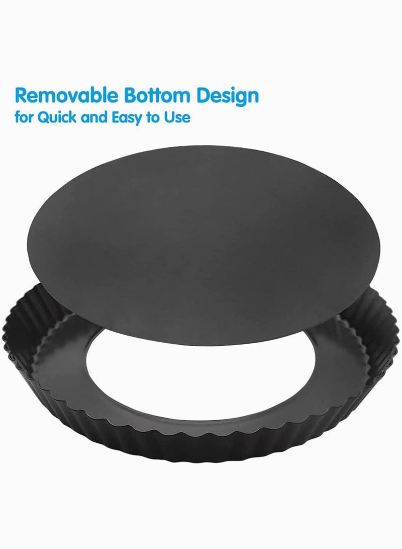 Tart Pans, Non-sticks Quiche 9 Inches Removable Loose Bottom Tart Pie, Round Baking Dish Pan for Kitchen Cooking Baking 2 Pack - Image 2