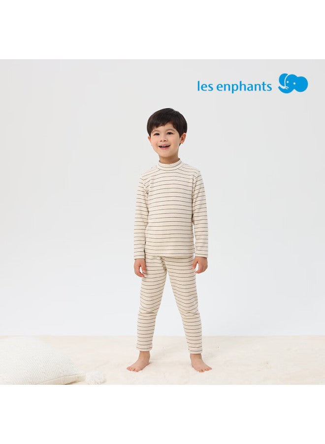 Les enphants Li Ying Fang Children's Pajamas Children's Thermal Underwear Set Boys Autumn Clothes Turtleneck White 110 CM - Image 1